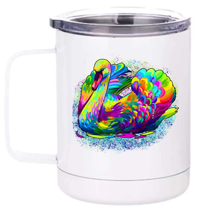 Colorful Swan Front & Back 12oz Stainless Steel Tumbler Cup