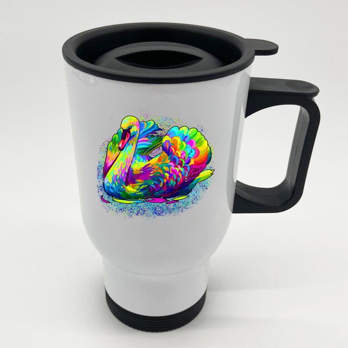 Colorful Swan Front & Back Stainless Steel Travel Mug