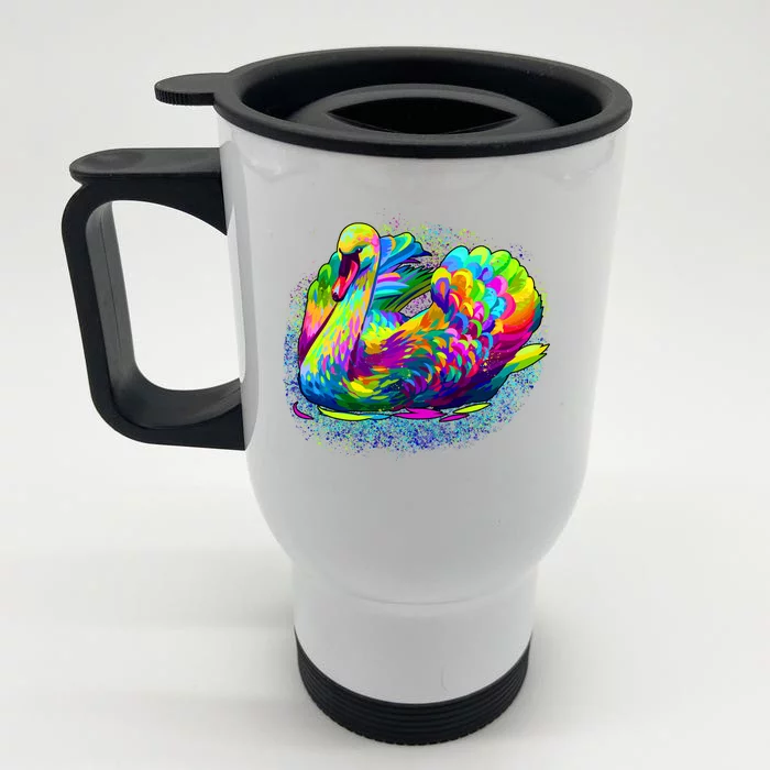 Colorful Swan Front & Back Stainless Steel Travel Mug