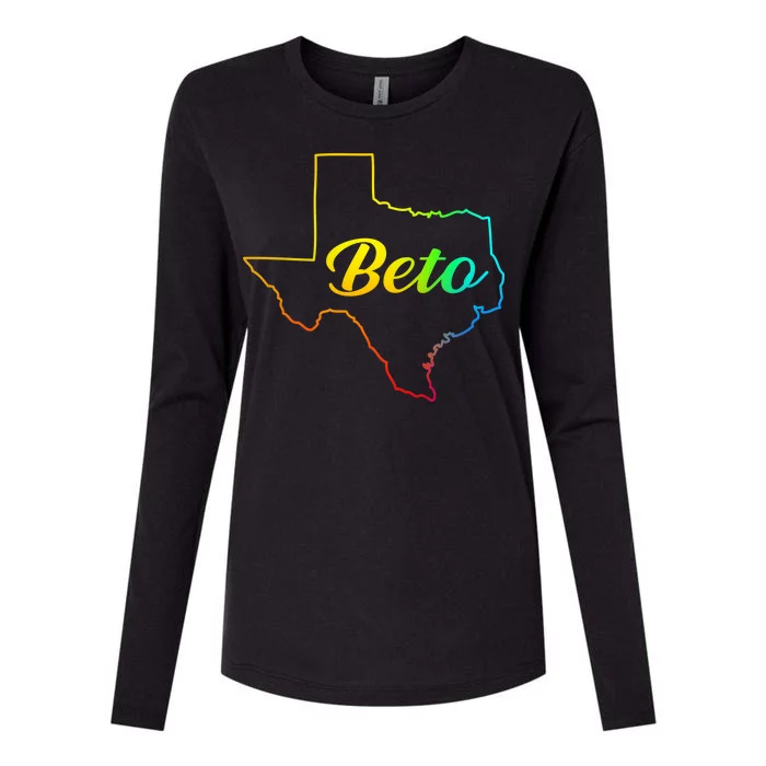 Colorful Texas Senate Beto Rainbow Womens Cotton Relaxed Long Sleeve T-Shirt