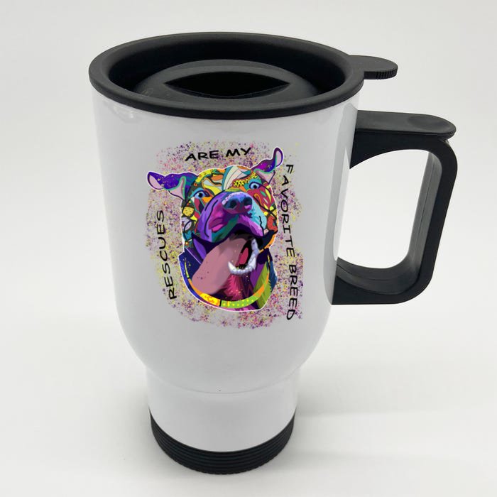 Colorful Texture Boxer Dog Rescues Are My Favorite Breeds Front & Back Stainless Steel Travel Mug