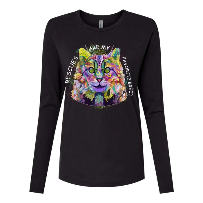 Colorful Texture Cat Rescues Are My Favorite Womens Cotton Relaxed Long Sleeve T-Shirt