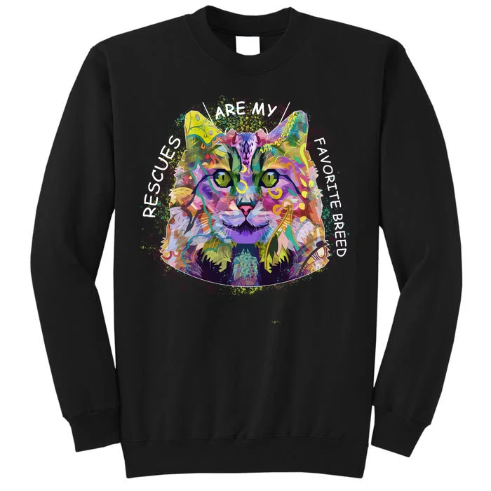 Colorful Texture Cat Rescues Are My Favorite Tall Sweatshirt