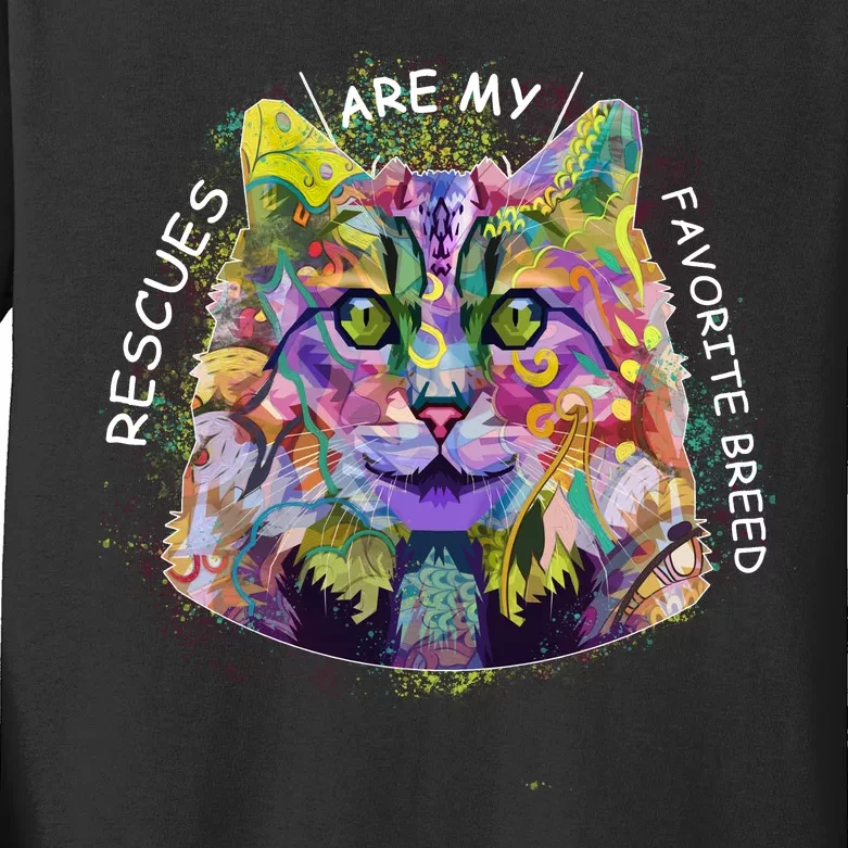 Colorful Texture Cat Rescues Are My Favorite Kids Long Sleeve Shirt