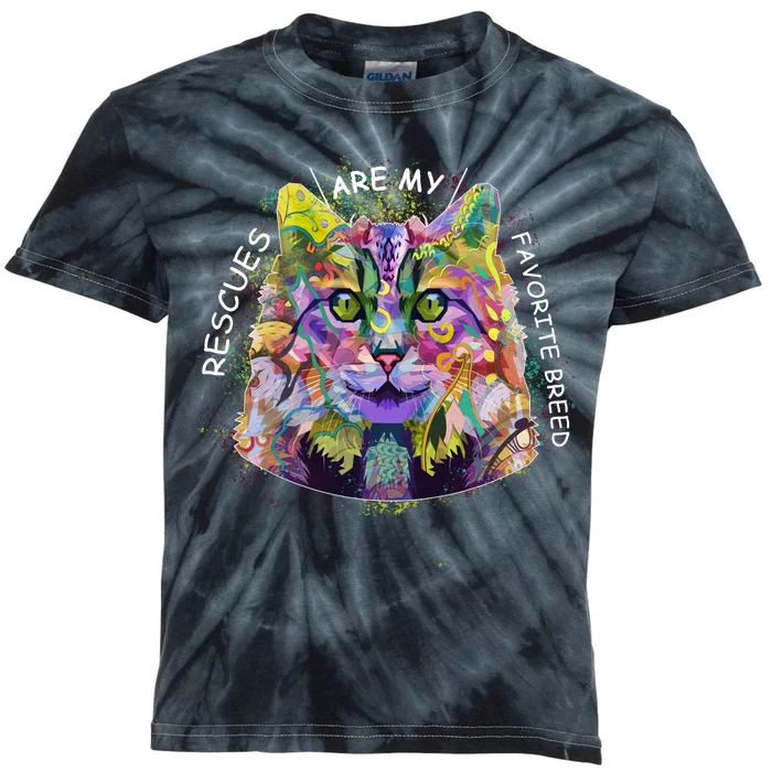 Colorful Texture Cat Rescues Are My Favorite Kids Tie-Dye T-Shirt