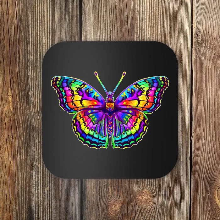 Colorful Texture Trippy Butterfly Coaster