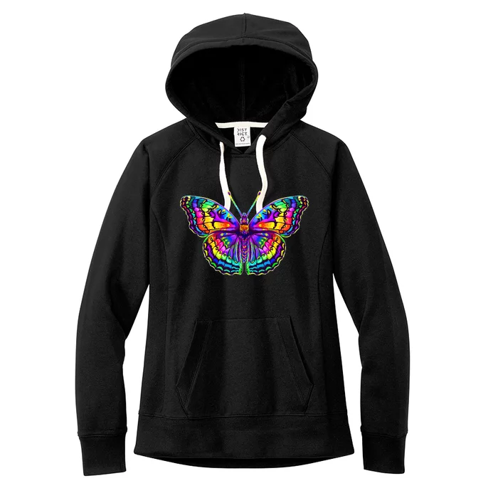 Colorful Texture Trippy Butterfly Women's Fleece Hoodie