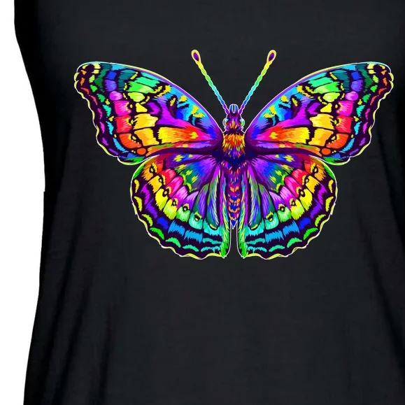 Colorful Texture Trippy Butterfly Ladies Essential Flowy Tank