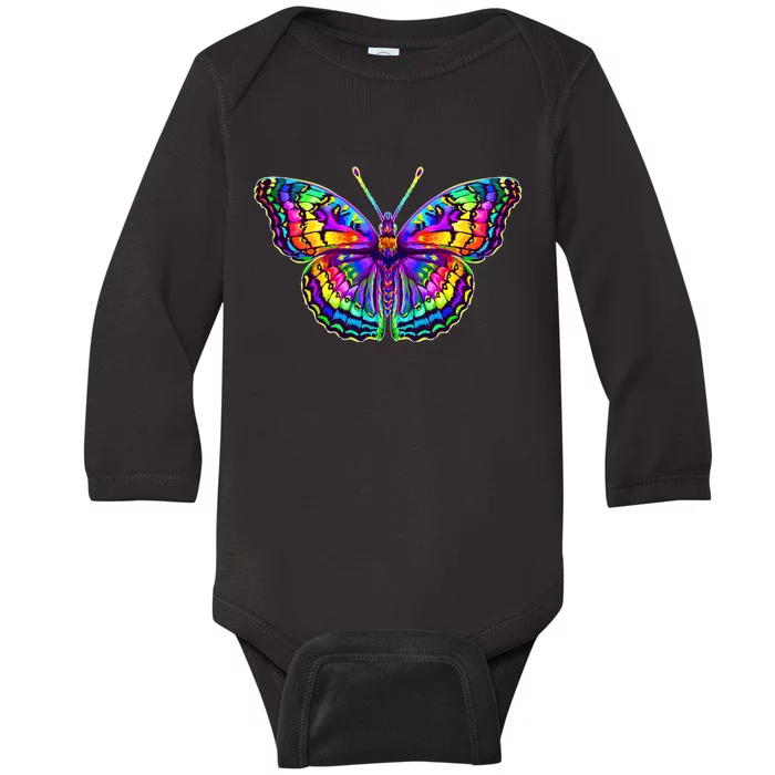 Colorful Texture Trippy Butterfly Baby Long Sleeve Bodysuit