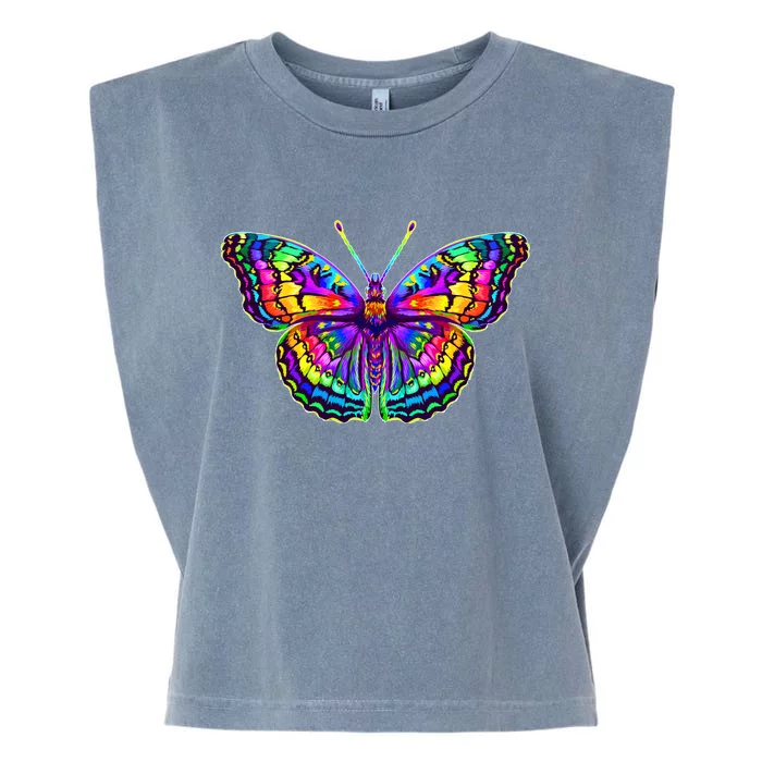 Colorful Texture Trippy Butterfly Garment-Dyed Women's Muscle Tee