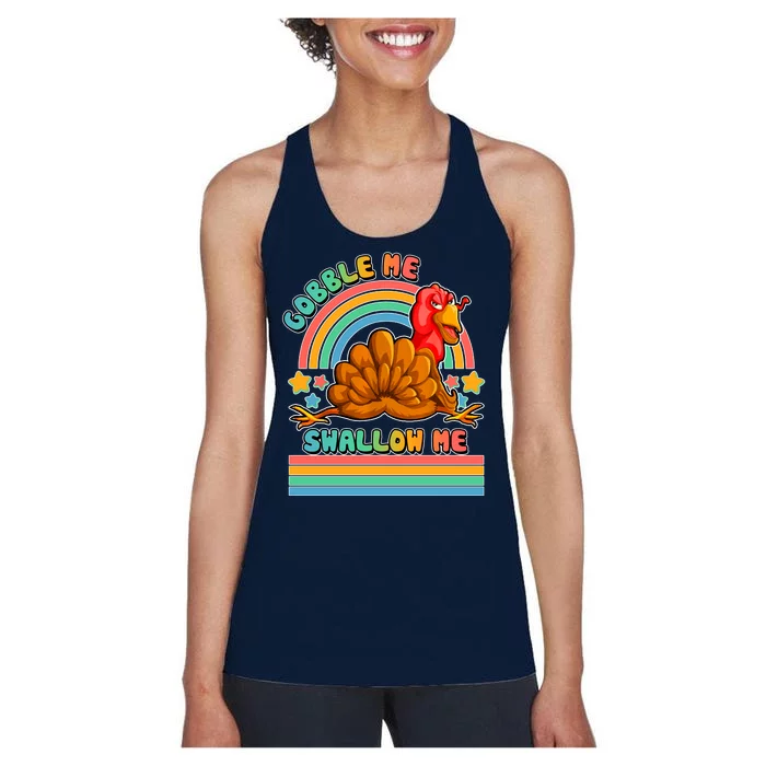 Colorful Thanksgiving Gobble Me Swallow Me Turkey Women's Racerback Tank