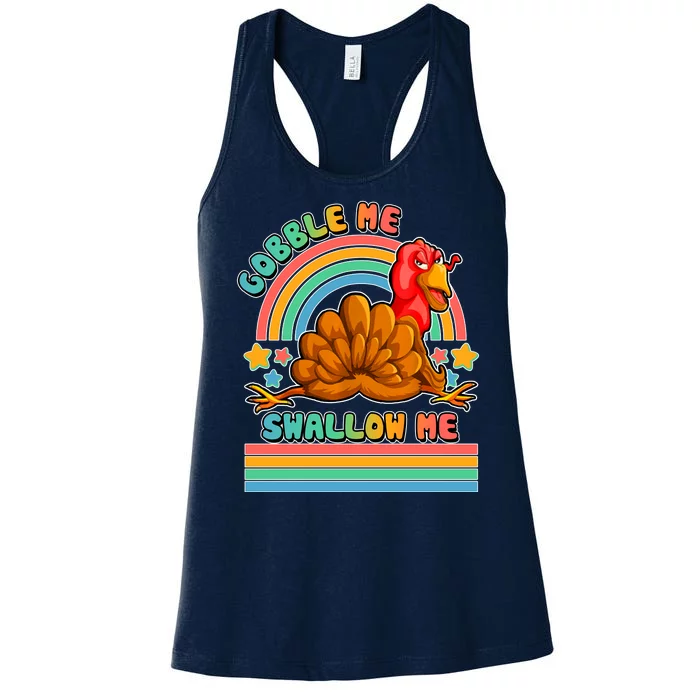 Colorful Thanksgiving Gobble Me Swallow Me Turkey Women's Racerback Tank