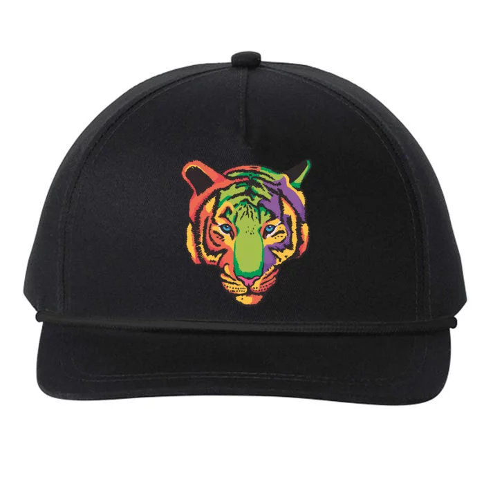 Colorful Tiger Head Snapback Five-Panel Rope Hat