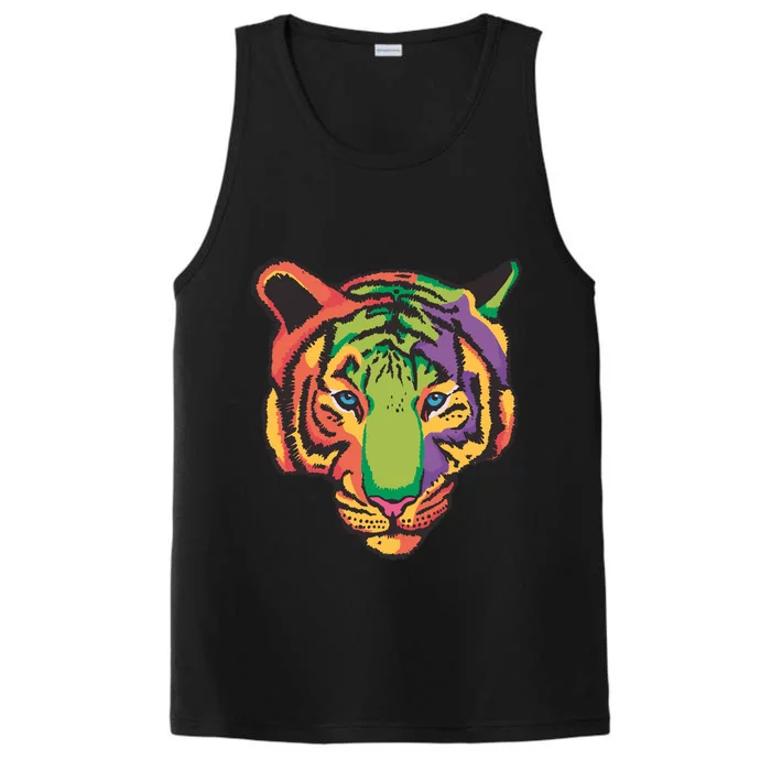 Colorful Tiger Head Performance Tank