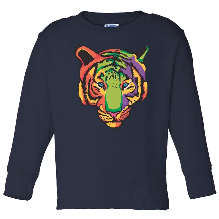 Colorful Tiger Head Toddler Long Sleeve Shirt