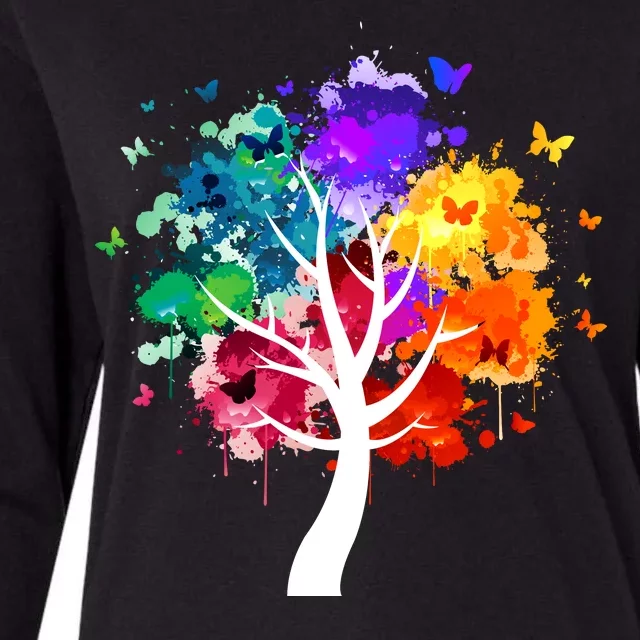 Colorful Tree Of Life Womens Cotton Relaxed Long Sleeve T-Shirt