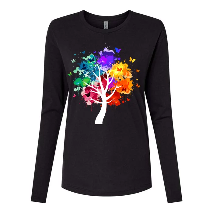 Colorful Tree Of Life Womens Cotton Relaxed Long Sleeve T-Shirt