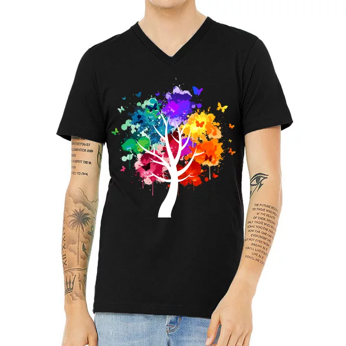 Colorful Tree Of Life V-Neck T-Shirt