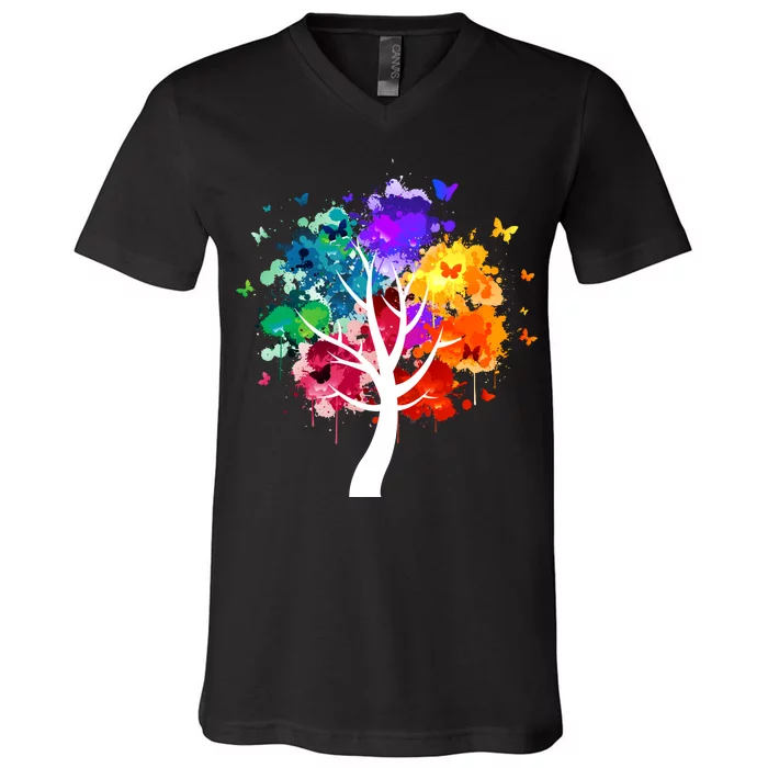 Colorful Tree Of Life V-Neck T-Shirt