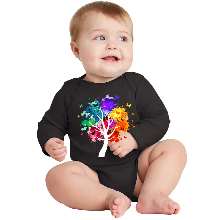 Colorful Tree Of Life Baby Long Sleeve Bodysuit