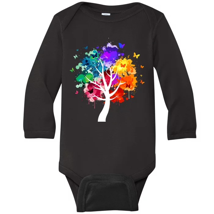 Colorful Tree Of Life Baby Long Sleeve Bodysuit