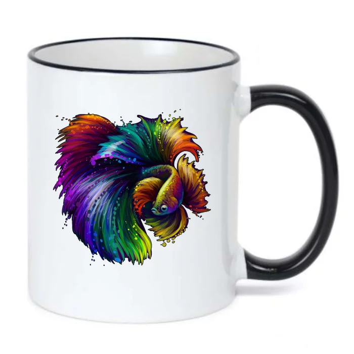 Colorful Tropical Beta Fish Black Color Changing Mug