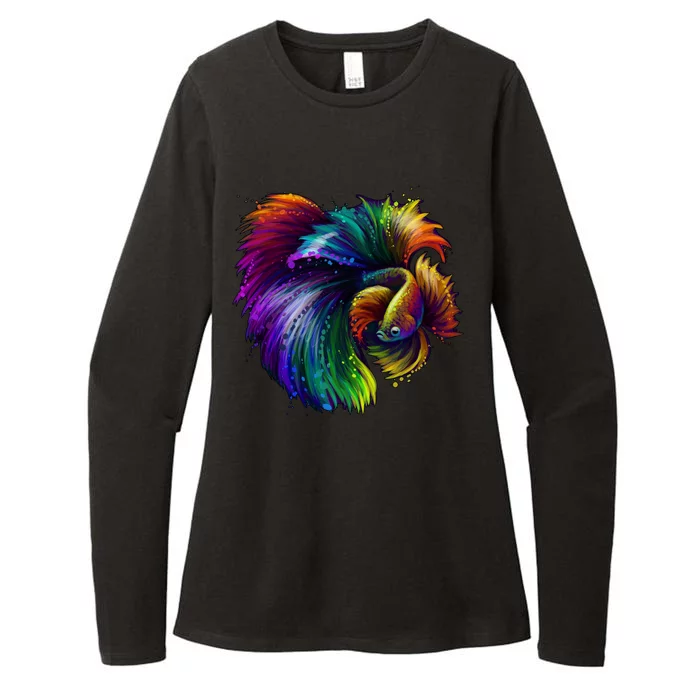 Colorful Tropical Beta Fish Womens CVC Long Sleeve Shirt