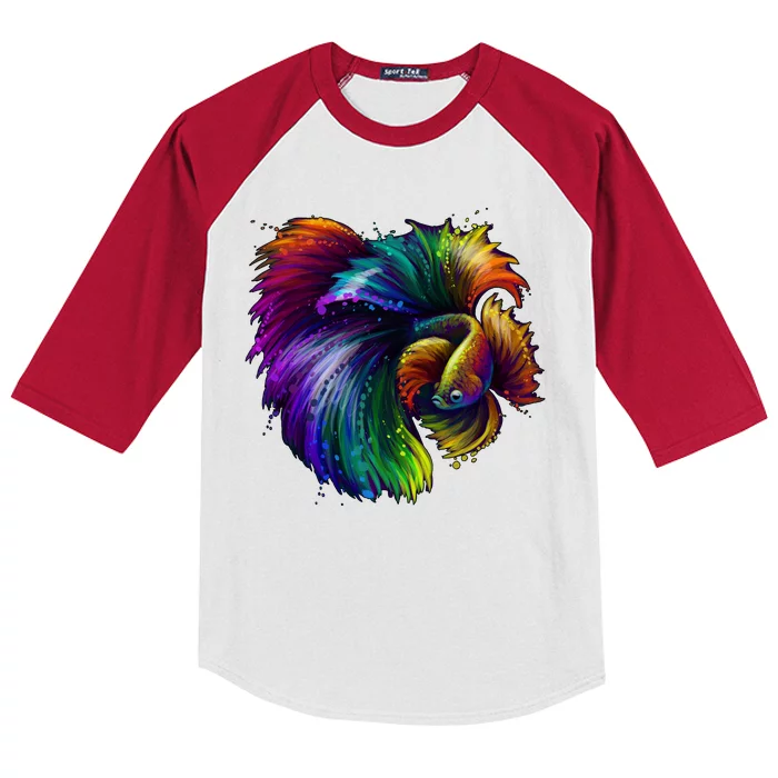 Colorful Tropical Beta Fish Kids Colorblock Raglan Jersey