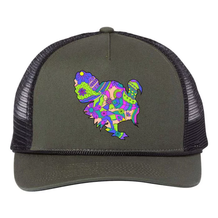 Colorful Turkey Abstract Retro Rope Trucker Hat Cap