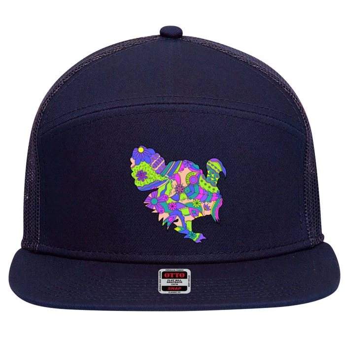 Colorful Turkey Abstract 7 Panel Mesh Trucker Snapback Hat