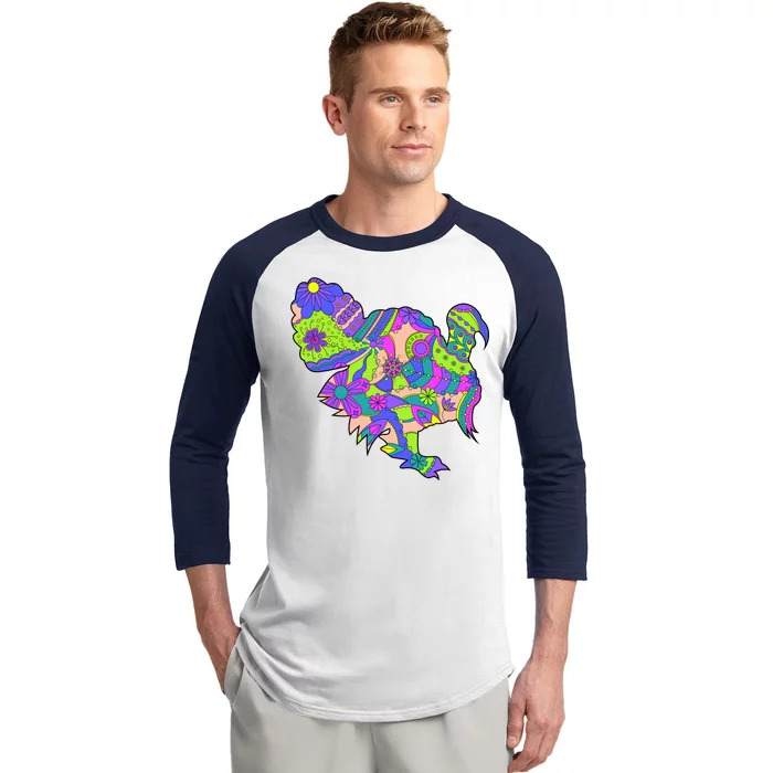 Colorful Turkey Abstract Baseball Sleeve Shirt