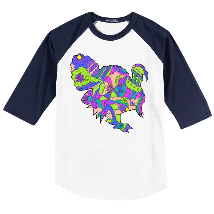 Colorful Turkey Abstract Baseball Sleeve Shirt