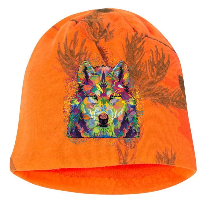 Colorful Wild Wolf Art Pattern Kati - Camo Knit Beanie