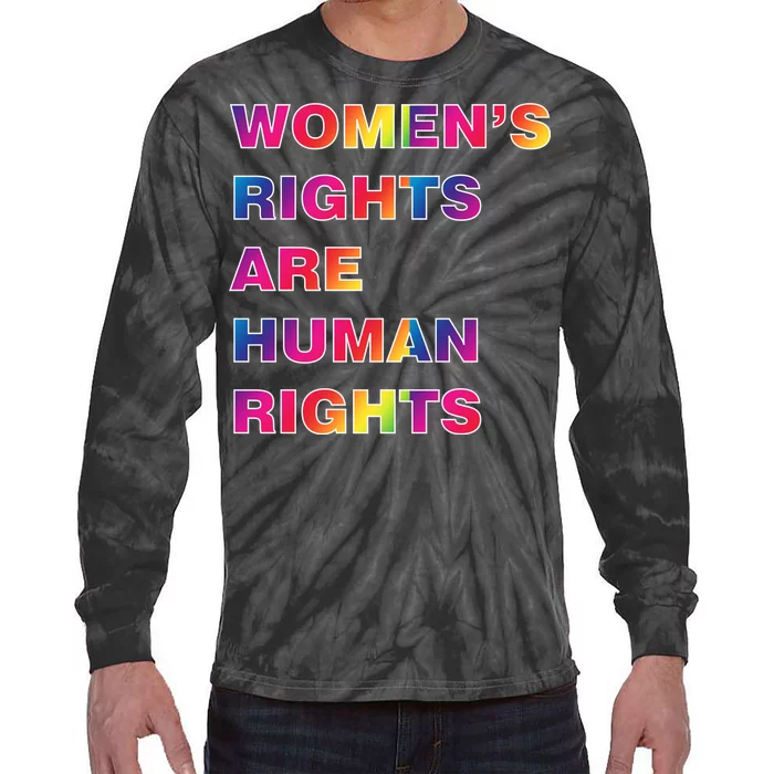 Colorful Women's Rights Are Human Rights Tie-Dye Long Sleeve Shirt