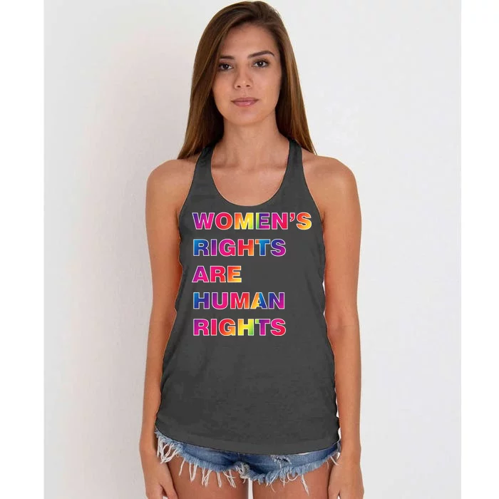 Colorful Women's Rights Are Human Rights Women's Knotted Racerback Tank