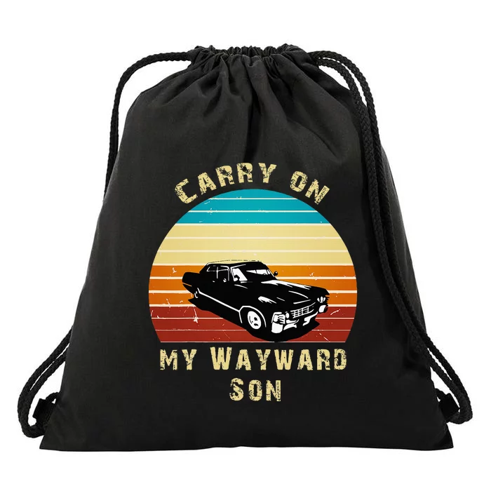 Carry On My Wayward Son Vintage Drawstring Bag