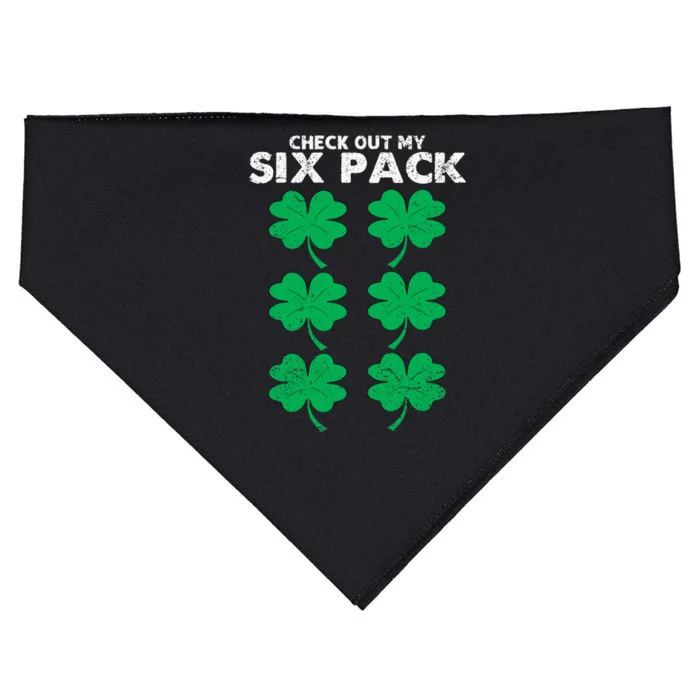 Check Out My Six Pack Shamrock St Patricks Day Funny Workout USA-Made Doggie Bandana