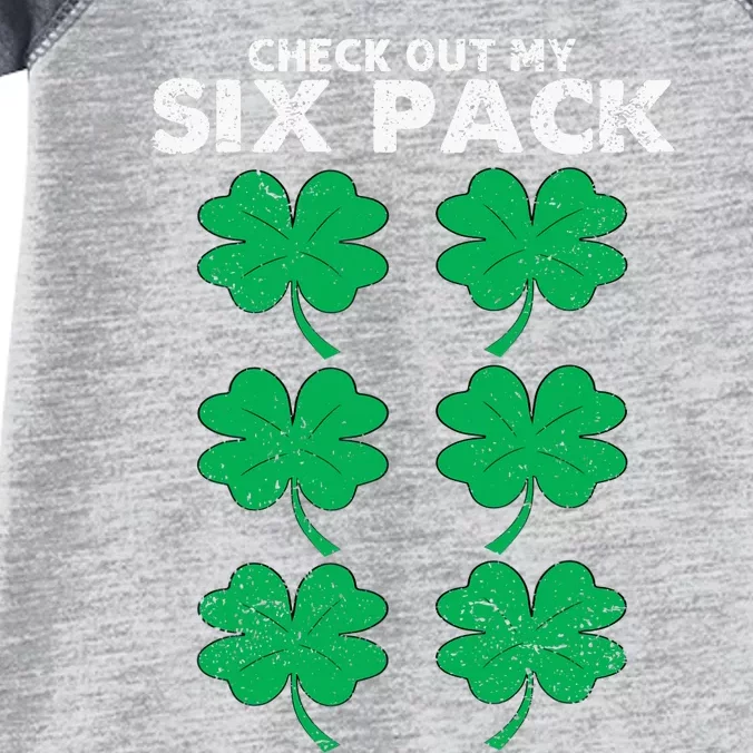 Check Out My Six Pack Shamrock St Patricks Day Funny Workout Infant Baby Jersey Bodysuit