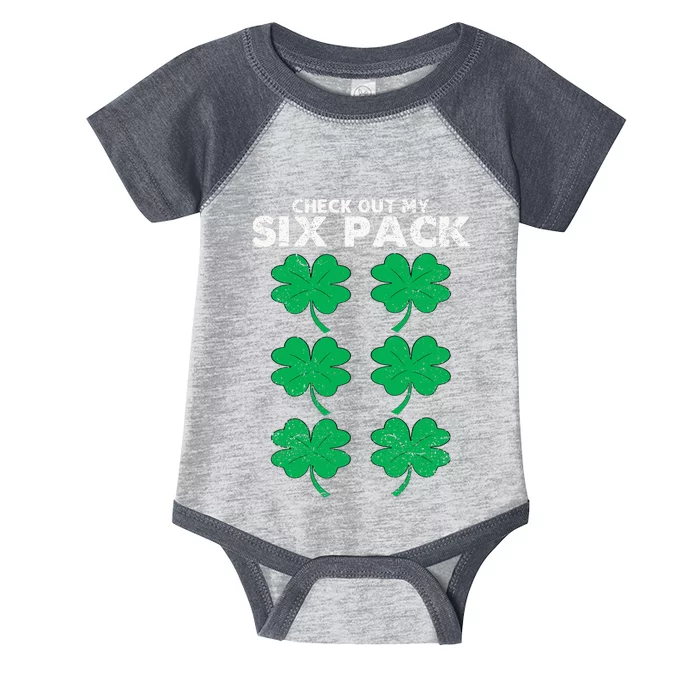 Check Out My Six Pack Shamrock St Patricks Day Funny Workout Infant Baby Jersey Bodysuit