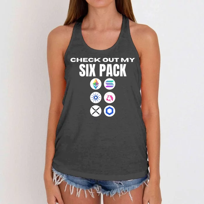 Check Out My Six Pack, Funny Gym Crypto Altcoin Lovers Meme Women's Knotted Racerback Tank