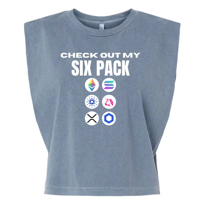 Check Out My Six Pack, Funny Gym Crypto Altcoin Lovers Meme Garment-Dyed Women's Muscle Tee