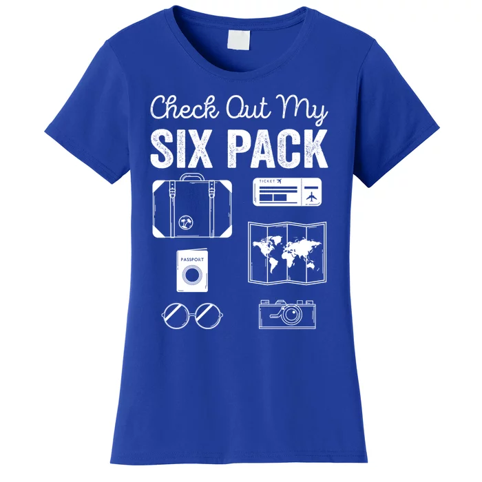 Check Out My Six Pack Flying Airplane Funny Pilot Aviation Gift Women's T-Shirt