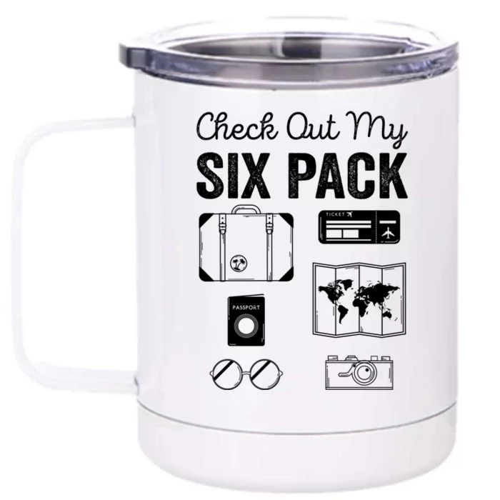 Check Out My Six Pack Flying Airplane Funny Pilot Aviation Gift Front & Back 12oz Stainless Steel Tumbler Cup