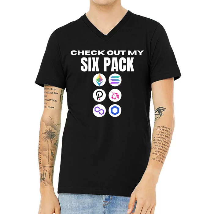 Check Out My Six Pack, Funny Gym Crypto, Funny Altcoin V-Neck T-Shirt