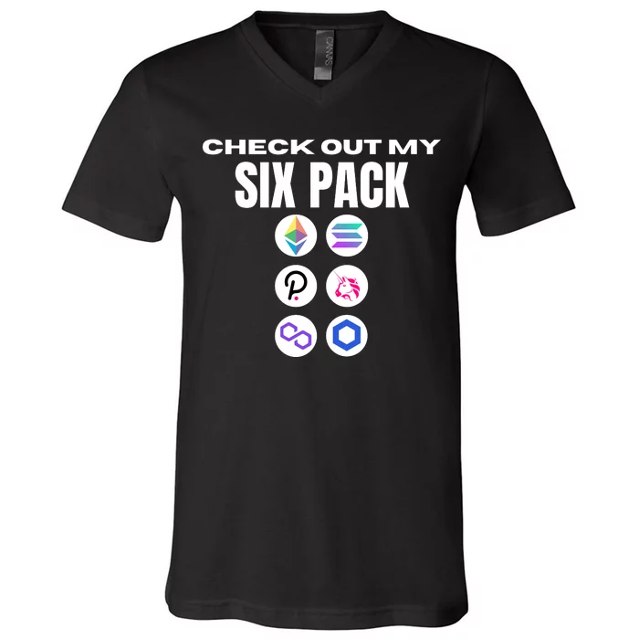 Check Out My Six Pack, Funny Gym Crypto, Funny Altcoin V-Neck T-Shirt