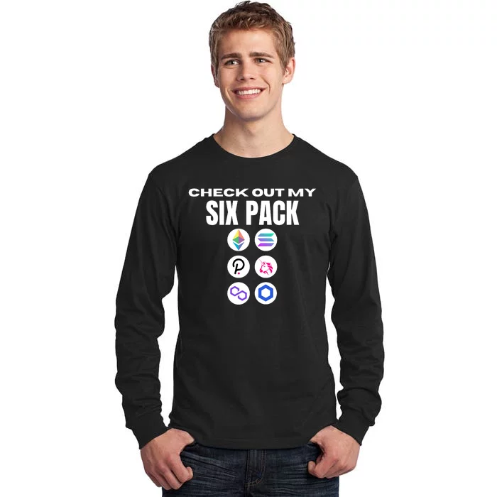 Check Out My Six Pack, Funny Gym Crypto, Funny Altcoin Tall Long Sleeve T-Shirt