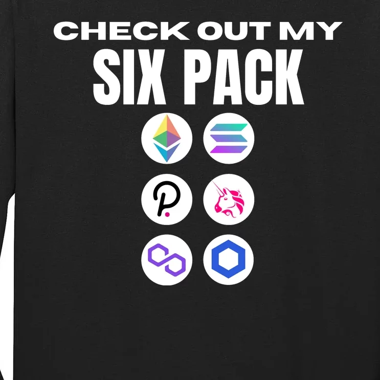 Check Out My Six Pack, Funny Gym Crypto, Funny Altcoin Tall Long Sleeve T-Shirt