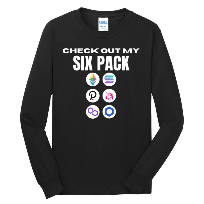 Check Out My Six Pack, Funny Gym Crypto, Funny Altcoin Tall Long Sleeve T-Shirt