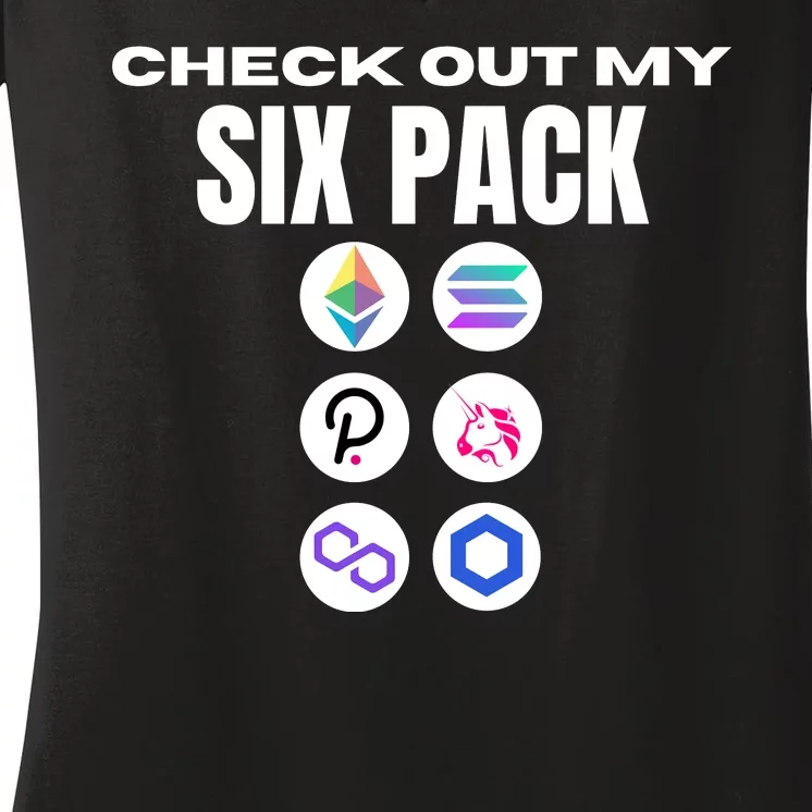 Check Out My Six Pack, Funny Gym Crypto, Funny Altcoin Women's V-Neck T-Shirt