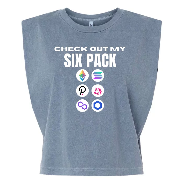 Check Out My Six Pack, Funny Gym Crypto, Funny Altcoin Garment-Dyed Women's Muscle Tee